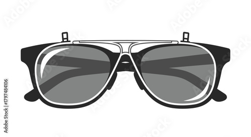 Classic Aviator Sunglasses with Dark Lenses and Black Frames.