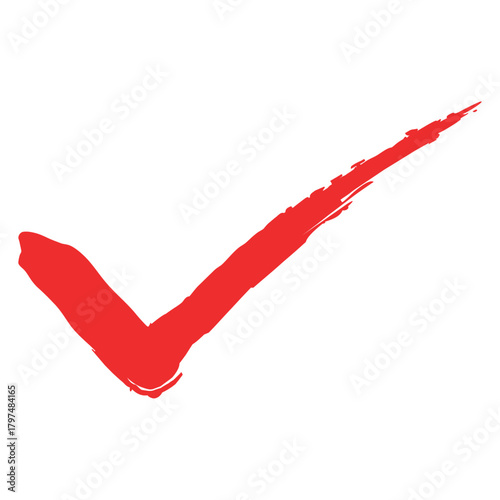 和風の筆ペンで書いた線画チェックマーク素材。筆で書いたシンプルチェックマークアイコン。ベクターのUIチェックマーク。