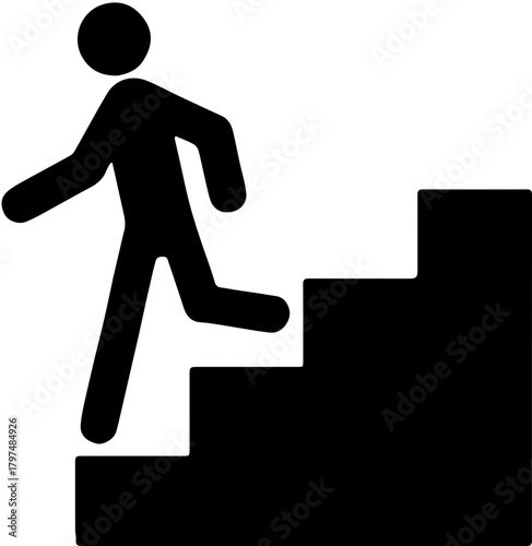 people go down the stairs on shilouette illustration 
