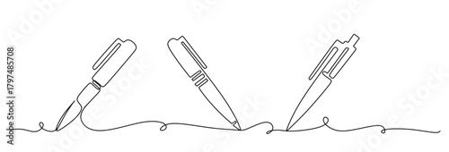 One continuous line of pen writing on a sheet. Vector illustration.