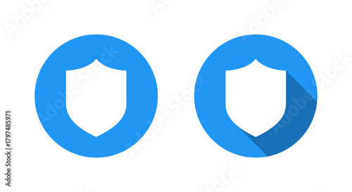 Shield protection icon with long shadow. Guard and secure symbol