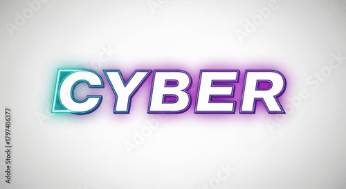 Illuminated CYBER Text with Neon-Style Outline and Shadow.