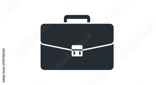 Sleek Black Briefcase with White Clasp and Handle.