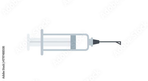 Medical Syringe with Needle: Clear Plastic and Metal Construction.