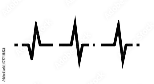 Vector Heartbeat Pulse Line Icon Set - ECG or EKG Medical Health Symbol