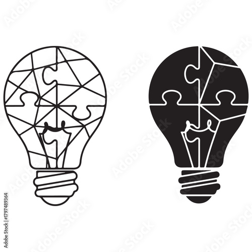 Creative Lightbulb Idea with Puzzle Pieces Graphic Design