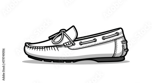 Stylish White Leather Moccasin Shoe with Decorative Tassels.