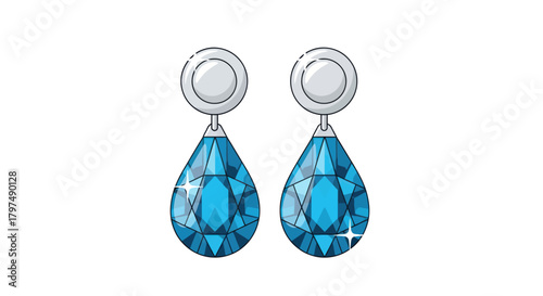 Elegant Teardrop Blue Gemstone Dangle Earrings.