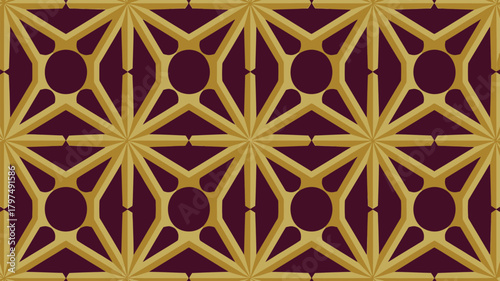 Elegant geometric pattern in rich gold and deep burgundy for luxurious backgrounds and sophisticated design projects brings rich textures.