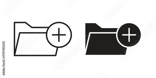 Create folder icon in line design. Simple icon vector