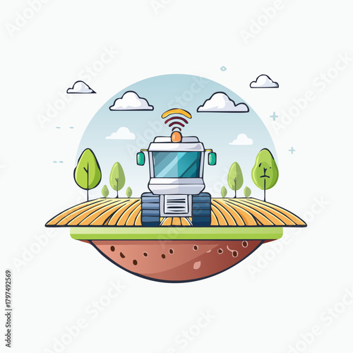 Autonomous Tractor in Smart Farming Field Technology.