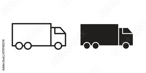 Delivery van icon in line design. Simple icon vector