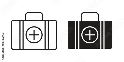 Doctor bag icon in line design. Simple icon vector