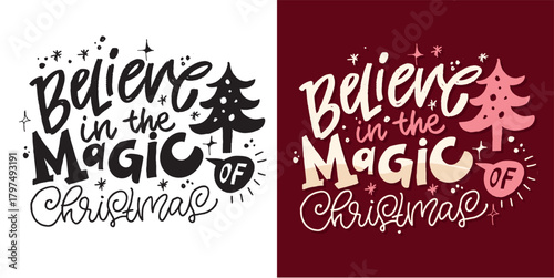 Hello 2026. Merry Christmas and Happy New 2026 Year - cute hand drawn doodle lettering postcard.  Holly Jolly, Tis the season.