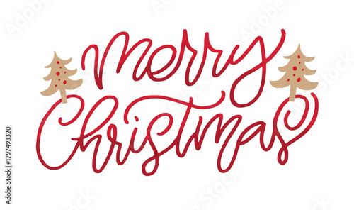 Hello 2026. Merry Christmas and Happy New 2026 Year - cute hand drawn doodle lettering postcard.  Holly Jolly, Tis the season.