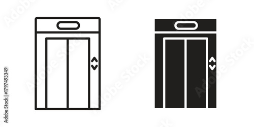 Elevator icon in line design. Simple icon vector