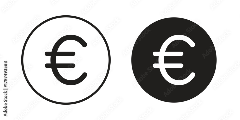Obraz premium Euro icon in line design. Simple icon vector