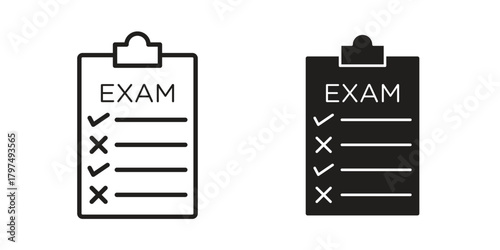 Exam icon in line design. Simple icon vector