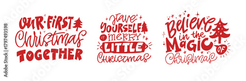 Hello 2026. Merry Christmas and Happy New 2026 Year - cute hand drawn doodle lettering postcard.  Holly Jolly, Tis the season.