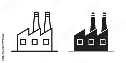 Factory icon in line design. Simple icon vector