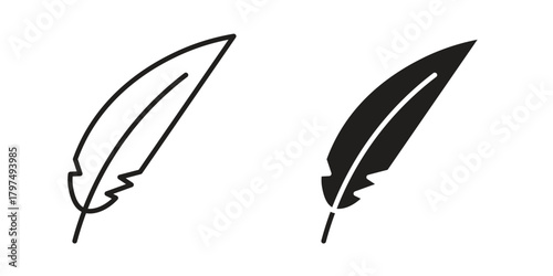 Feather icon in line design. Simple icon vector
