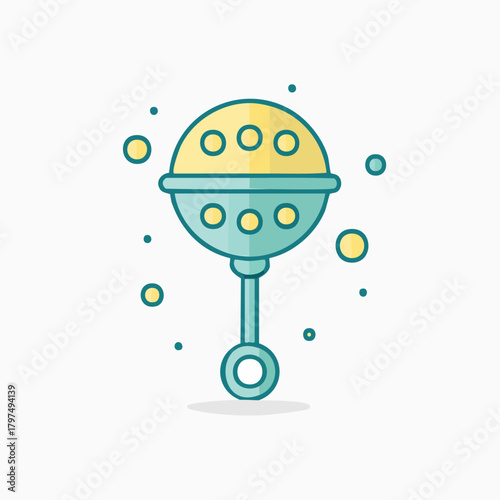 Baby rattle toy illustration, perfect for infant development and fun.