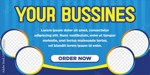 Blue cover banner design template. Bussines banner template for sale or preview product design