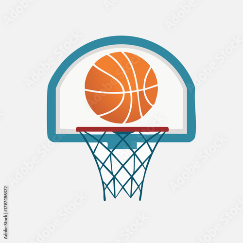 Basketball Hoop with Ball - A Sports Equipment Illustration.