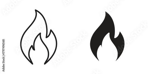 Flame icon in line design. Simple icon vector