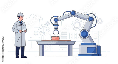Automation and engineering in a factory setting with robotic arm technology design