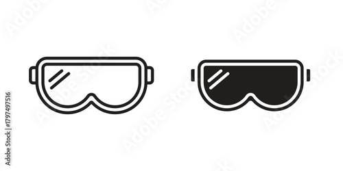 Goggles icon in line design. Simple icon vector