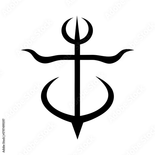 Leviathan Cross Symbol Minimal Occult Icon Clean Esoteric Emblem Line Art Vector illustration
