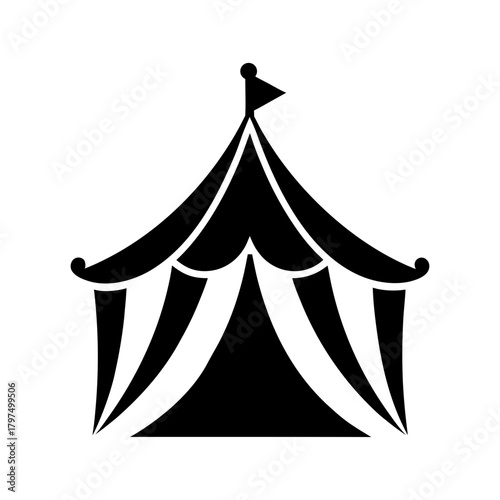 Carnival Big Top Tent Icon Minimal Festival Pavilion Decorative Symbol Line Art Vector illustration