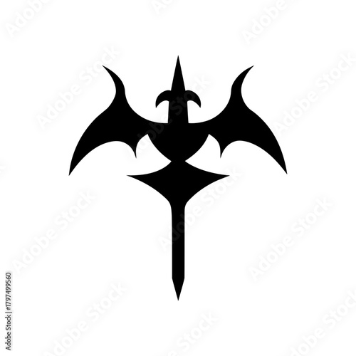 Leviathan Cross Occult Icon Minimal Dark Symbol Clean Esoteric Art Line Art Vector illustration