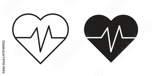 Heartbeat icon in line design. Simple icon vector