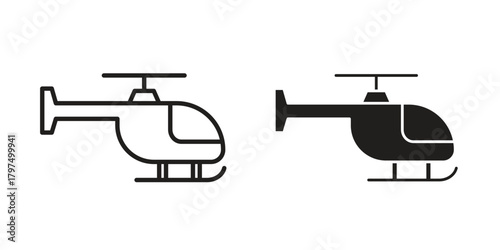 Helicopter icon in line design. Simple icon vector