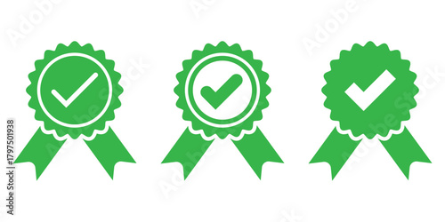 A colorful award badge vectors in various shapes and ribbon styles. Perfect for school projects, certificates, achievements, promotions. Red, Blue, green and Black Colorable and editable. EPS 10