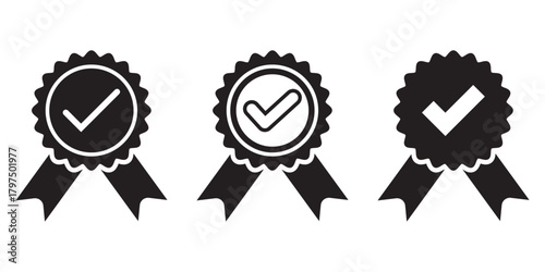 A colorful award badge vectors in various shapes and ribbon styles. Perfect for school projects, certificates, achievements, promotions. Red, Blue, green and Black Colorable and editable. EPS 10