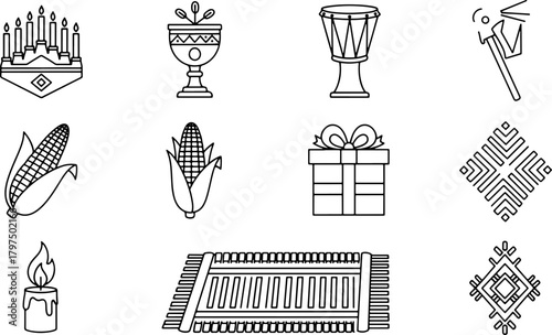 Celebrate Kwanzaa with this festive vector art collection, perfect for cards, posters, and digital designs honoring African heritage and unity