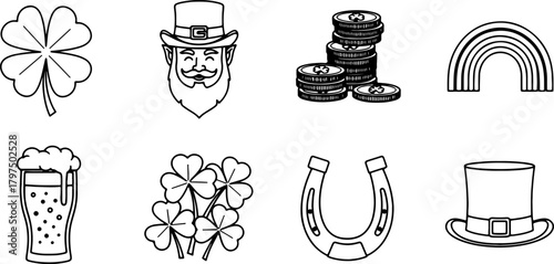 Celebrate St Patrick's Day with this delightful collection of vector outlines, perfect for adding a festive touch to your designs and seasonal promotions