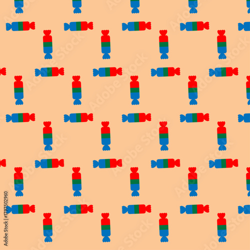 Abstract background - seamless pattern of candies for wrapping, packaging or textile printing. The main color can be changed or removed as desired. Vector illustration