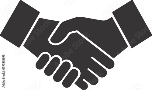 handshake isolated on black, Business Agreement Handshake Sign, Partnership and Collaboration Handshake Vector Icon