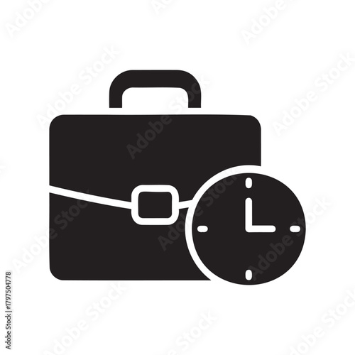 Business briefcase with a clock icon symbolizing time management and deadlines