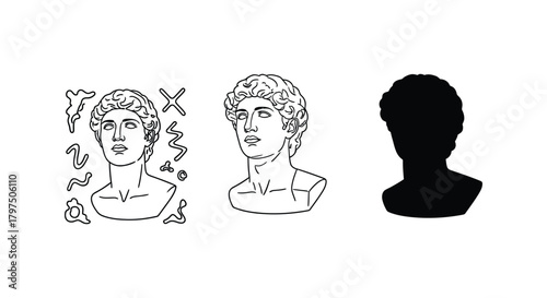 Download aesthetic david bust statue vector art illustrations