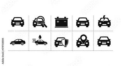 Car service and maintenance icons set automotive repair concept