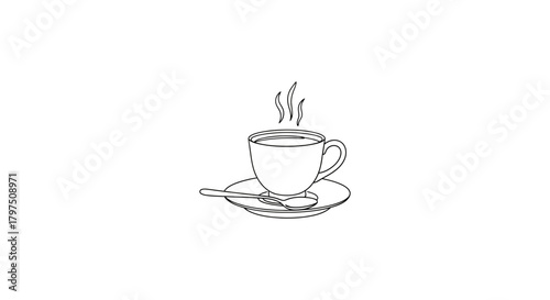 Coffee cup drawing vector illustration simple line art design