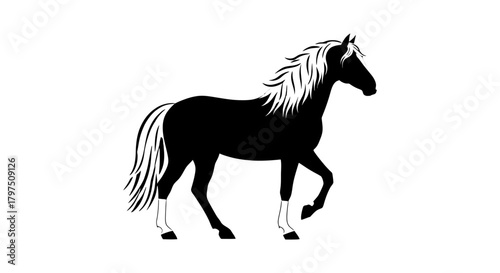 Black horse illustration clip art vector image stock photo