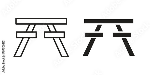 Camping table icon on white background. Stock vector icon