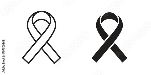 Cancer ribbon icon on white background. Stock vector icon