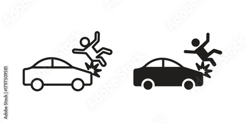 Car accident icon on white background. Stock vector icon